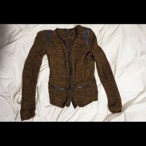 Leather tweed crop jacket